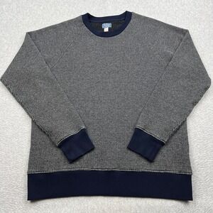 J.Crew Sweatshirt Mens Large Navy Birdseye Vintage Fleece Crew Pullover E5367